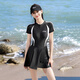 梵迪拉（F.DYRAA）游泳衣女款成人游泳馆显瘦温泉连衣裙式泳装三件套15051黑色 M