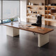 Hanjitangyu Italian style light luxury solid wood office computer desk bedroom desk designer creative business boss desk simple executive desk 160*80*73*3cm ash wood desk
