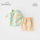 
Happy little bear baby short-sleeved suit boy summer half-sleeved clothes baby summer shirt 2025 new boy trendy suit