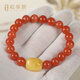 OUCERNY Yangliu Nan Red Agate Bracelet Buddha Bead Full Flesh Persimmon Red Duobao Bracelet for Men and Women with Styled Beeswax Pendant