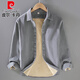 Pierre Cardin Camiseta de pana de otoño Camiseta Holga larga para hombres Capacidad japonesa de algodón japonés Retro Camisa de algodón Gray [9717] M