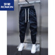 Romon Trendy Men's Dark Flower Pantaleros 2025 Spring and Summer Fino Floral Pequeño Pantalones Harén Pantalones de moda Nuevo producto White M Recomendado 95-110Jin [Jin equivale a 0.5 kg]