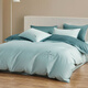 Mercury home textile bed four-piece set pure cotton 100% Class A 60S long lint cotton tribute satin bed sheet four-piece set summer plain bedding Deep sea blue gourd [Class A antibacterial] 60 pieces 1.5/1.8m bed sheet style with 200*230cm quilt core