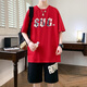 Sufulu Sommer Herren Kurzarm T-Shirt Set Fashion Teen Student Shorts Zweiteiler 3527-5 Weiße Top + Shorts M 70-90jin [Jin gleich 0,5 kg]