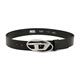 DIESEL Unisex Silver Logo Leather Belt 70 Black Valentine's Day Gift for Boyfriend or Girlfriend