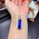 Fujiu sapphire necklace pendant 925 silver platinum plated rectangular plate ring gemstone clavicle chain women's tanzanite sapphire pendant 925 silver sapphire necklace pendant