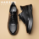 Hazen soft sheepskin 2025 autumn and winter men's shoes business casual leather shoes breathable and comfortable sports walking shoes casual shoes black single layer four seasons 39 (245mm)