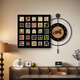 Bailian Restaurant Dekorative Malerei LED -Leuchten im mittleren Stil mit Uhren und Uhren Mural Retro Esstisch Hintergrund Wandhängemalerei K12806 +PB57 H50*50 cm Malerei +50*50 cm Wanduhr mit Pendel [Pendel [