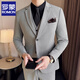 罗蒙（ROMON）新郎结婚西装套装男修身西服三件套礼服商务休闲英伦风职业正装 9889深灰 三件套【西服+马甲+裤 50/L【110-120斤穿】