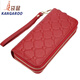Billetera para mujeres de cuero canguro 2025 nueva moda larga doble cremallera billetera de doble capa buque insignia de embrague de gran capacidad-heart negro amor