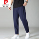 Pierre Cardin Harem Pantalons Men Lâche cordon intérieur Populaire Petit pieds Pantalons de carotte bleu caché Pantalons de sport élastique Pantalon décontracté Men Summer Black Thin Model M 100-115JIN [Jin est égal à 0,5 kg]