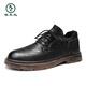 Woodpecker casual leather shoes British business formal wear men's shoes 2025 spring and autumn new trendy versatile retro socks genuine leather casual shoes black (9921) 39
