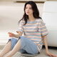 Modal 100% pure cotton pajamas for women in summer 2025 new cotton short-sleeved cropped pants for women home clothing set summer YY-N63648 L 105-125Jin [Jin equals 0.5 kg] Order before four o'clock, shipped on the same day