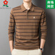 
MONTAGUT men's wool long-sleeved T-shirt men's striped sweater autumn middle-aged daddy's lapel polo shirt 5012-Narrow blue clip khaki M 165 suitable for 100-115Jin [Jin equals 0.5 kg]
