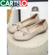 Cartelo Crocodile (cartelo) zapatos de frijoles de primavera y otoño zapatos individuales para mujeres de cuero genuino plano liviano zapatos de mamá de mediana edad zapatos suaves suaves zapatos de cuero para mujeres con zapatos casuales 1695 tendón de ternera verde 39