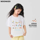 moonkids女童短袖t恤2025新款儿童夏季卡通印花上衣女宝洋气夏装宽松半袖t 19018白色短袖+15280嫩黄色 120 cm