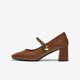 Best 25 Spring Mode Retro Mary Jane Schuhe Dicke High Heel Square Toe Frauen Singles F1509AQ5 Brown 37