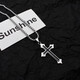 Guanpu Pavilion Fat Donglai's same style pt950 platinum cross necklace new platinum men's and women's trendy niche hip-hop pendant personality platinum cross necklace 60CM