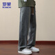 ROMON jeans men's autumn and winter loose casual pants men's straight wide-leg pants men's trendy trousers