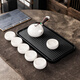 Fat Donglai's same type of tea spoon, tea spoon, Kung Fu tea set, one pot, six cups, simple home reception, black purple sand Xishi pot + drainage tray, black, 7 heads