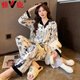 Yalu Gold Velvet Pyjamas für Frauen im Frühling und Herbst Winter langärmelige Strickjacke Cartoon Cat-Sensuelle Hauskleidung kann außerhalb von Ins 9904 Welpe 2xl empfohlen 135-150jin [Jin gleich 0,5 kg]