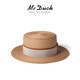 Mr Duck rétro français romance importée Raffia Chapeau plate plat pour les femmes Protection solaire élégante top chapeau femmes Big Head MS46393-Light Brown / Michi Double-Piece Webbing L (57-58cm)