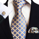 Hengyuanxiang tie men's dress 3 piece set formal wear business wedding groom bow tie square scarf cufflink cashew flower wine red gold high-end TZ-E14
