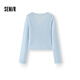 
Semir [same style in the mall] knitted cardigan for women short slim solid color 2025 summer lace V-neck 101325106002