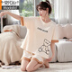 Modal pajamas for women in summer pure cotton cute thin student shorts for spring and autumn two-piece suit for outdoor wear GXT6630 L (recommended 95-115Jin [Jin equals 0.5 kg])