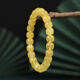 Longyin beeswax bracelet for women, Russian material, white flower nectar, chicken oil, yellow amber Buddha beads bracelet, men's single circle toy birthday gift, 8mm*9mm bucket bead style