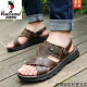 
Western Region Camel Men's Leather Sandals Summer 2025 New Beach Shoes Middle-aged and Elderly Dad Camel Casual Large Size Dual-Use Men's Earth Slippers Black Ou689 Upgraded Model-Camel Official Brand Official 45