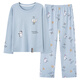 LangSha (LangSha) integrated pajamas with chest pad for women's spring and autumn long sleeves trousers home clothes anti-protrusion points can be worn outside casual summer suit MG6621 L