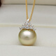 Haitong cost-effective large beads brand benefits 18K gold South Sea gold bead pearl pendant single female Ice Queen necklace 18K gold pendant 12.5-13mm