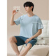 
Langsha pajamas men's summer pure cotton short-sleeved cotton thin breathable casual home clothing set can be worn outside in summer 16761 (Suggestion 110-115Jin[Jin equals 0.5 kg]) L