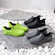 
Fashionable rain boots for men's short tube waterproof casual rain boots flat sole lightweight kitchen anti-slip rubber shoes thick sole water shoes work 309 black single shoes 40