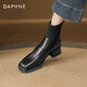 Daphne echte Lederstiefel Kurzstiefel für Frauen im Herbst und Winter Neue dünne Stiefel Chelsea Elastic Socken Stiefel Martin Boots Black Single 35