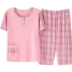 Mu fengqing pijama de madre de mediana edad para mujeres en verano algodón puro pantalones recortados de manga corta más grasa más ropa de gran tamaño para el hogar de mediana edad T3937 XL (115-135Jin [Jin iguala 0.5 kg])