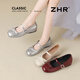 Zhr Mary Jane Chaussures féminines Summer Summer Haut-Arc Single Chaussures Real Cowhide Sweet Women's Shoes Ah687 Silver 36
