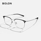 Bolon Tyrannosaurus-Brille Wang Hedi Das gleiche 25-jährige neue Produkt Myopia Gläsers Rahmen Titanium Augenbrauenrahmen kann mit BA7009 B15 Mattschwarz Silber/Halbgloss mattes schwarzes Einzelrahmen abgestimmt werden