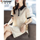 Woodpecker (TUCANO) temperament lapel short-sleeved dress for women in summer 2025 new mother temperament slim mid-length lace skirt trendy beige L