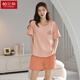 Arctic Velvet Pure Cotton Summer Pyjamas Femmes Pilover Pajamas Summer Shorts à manches courtes et décontractés Clothing Home Clothing Z9859 XL [Recommandé 120-140jin [Jin est égal à 0,5 kg] usure]