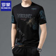 ROMON (ROMON) mulberry silkworm. Silk short-sleeved T-shirt for men in summer new ice silk middle-aged and elderly men round neck printing trendy thin half-sleeved body 728 M 165 [recommended 100-120 Jin [Jin equals 0.5 kg]]