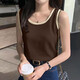 New summer suspender vest for women wearing inner and outer bottoming shirts, fashionable waffle splicing design sleeveless tops, B167-white L Recommended 105-115Jin [Jin equals 0.5 kg]