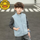 G.DUCKKIDS Hapiru children's vest spring and autumn boys' vest thickened autumn and winter polar fleece cardigan coat warm and trendy children's clothing navy blue 110 c
