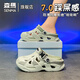 Senma hole shoes men's summer outdoor wear, anti-slip casual soft bottom bag-toe slippers, large size sports beach sandals, volcanic ash [basic] 42 [42-43 same size]