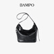 Banpo family (bampo) Banpo Rolling bag cowhide bucket bag large capacity commuting bag new one-shoulder crossbody bag black 930