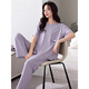 Pyjamas de coton modal pantalon d'été mince à manches courtes à manches courtes de grande taille des vêtements de grande taille 2025 Nouveau modèle H3527 (frais et doux et adapté à la peau) M [80110jin [Jin est égal à 0,5 kg]]]
