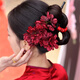 Butterfly hairpin, red camellia, low ball head cheongsam, antique style toasting suit, Chinese style hairpin, horse face skirt, hair accessories, 3 red hairpins