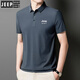 JEEP SPIRIT new comfortable POLO shirt men's ice silk short-sleeved T-shirt summer lapel anti-wrinkle business and casual middle-aged and elderly half-sleeved JEEP12358 ice silk POLO shirt/haze blue XL [125-140Jin[Jin equals 0.5 kg]]