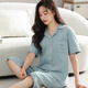 Catman (MiiOW) 100% pure cotton pajamas for women in summer short-sleeved cropped pants middle-aged and young style large-size cardigan suit thin home clothes n9898 short-sleeved cropped pants cardigan M (80-100Jin [Jin equals 0.5 kg])